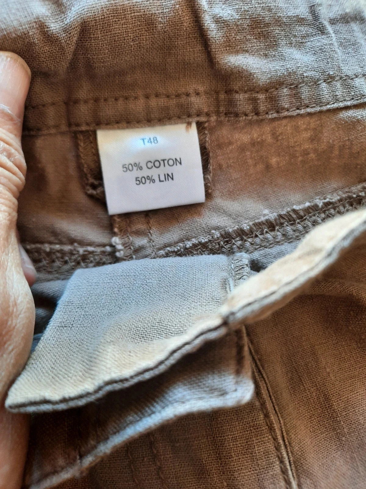 🥀Pantacourt lin et Coton, femme Taille 50. – photo 8
